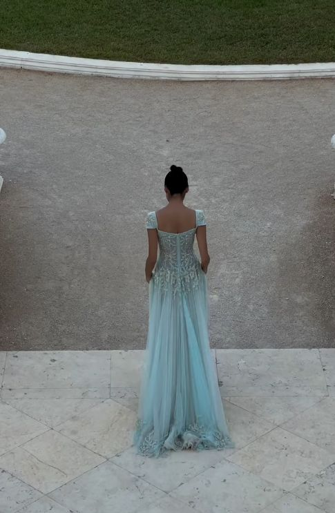 V Neck Tulle Beaded Prom Dress Classy Evening Dress Birthday Gown