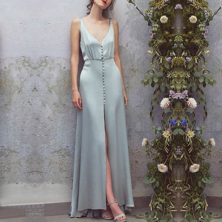 A-line Simple Long Prom Dress Sleeveless Party Dress