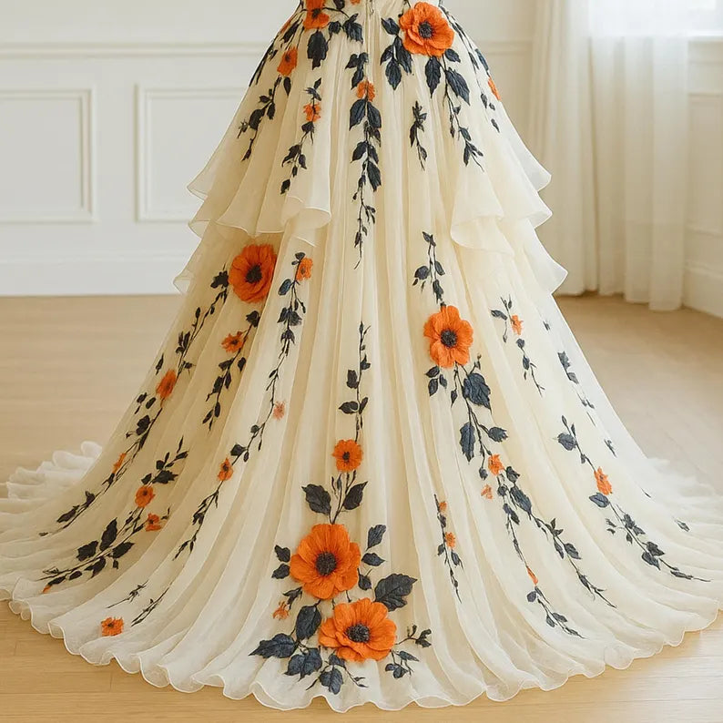 Unique Chiffon Appliques Prom Dress Long Party Evening Dress