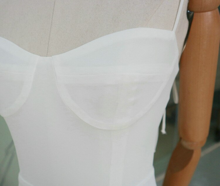 Spaghetti Straps White Hight Split Prom Dress