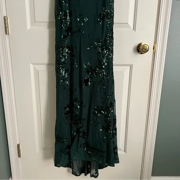 Beautiful Dark Green Mermaid V-Neck Cross-Strap Sequined Long Prom Dress Evening Dress