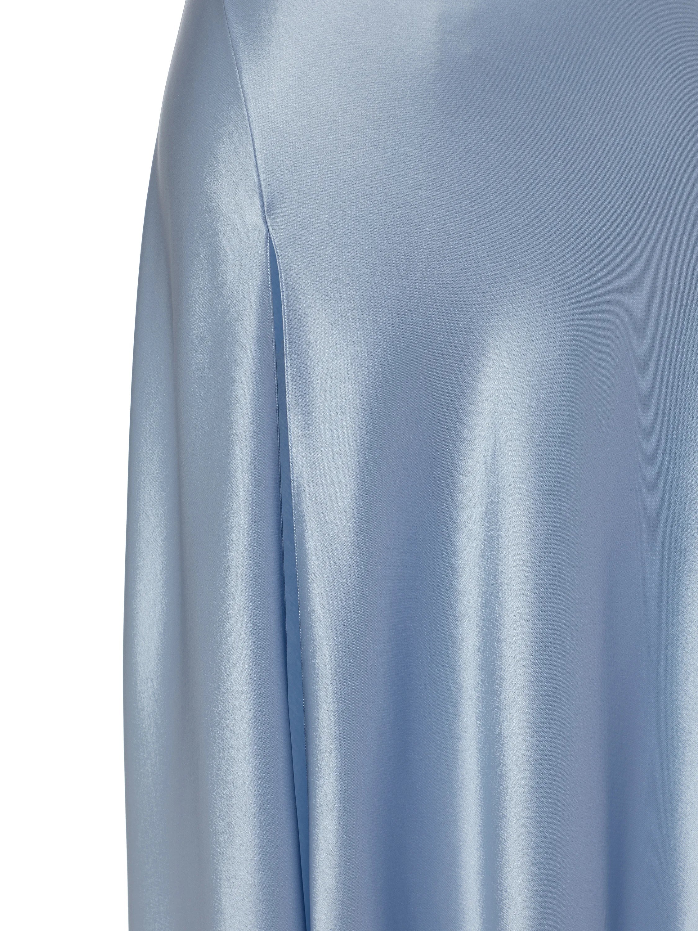 Pretty A line Straps Light Sky Blue Satin Long Party Dress Prom Dresses