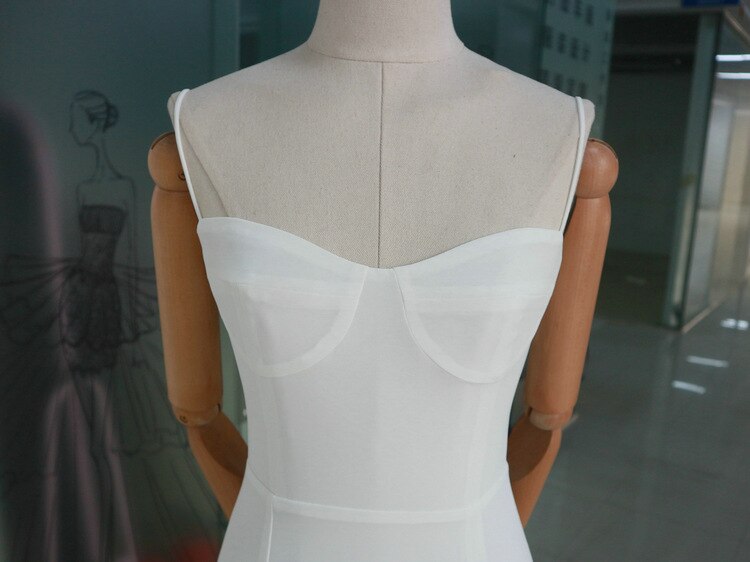 Spaghetti Straps White Hight Split Prom Dress