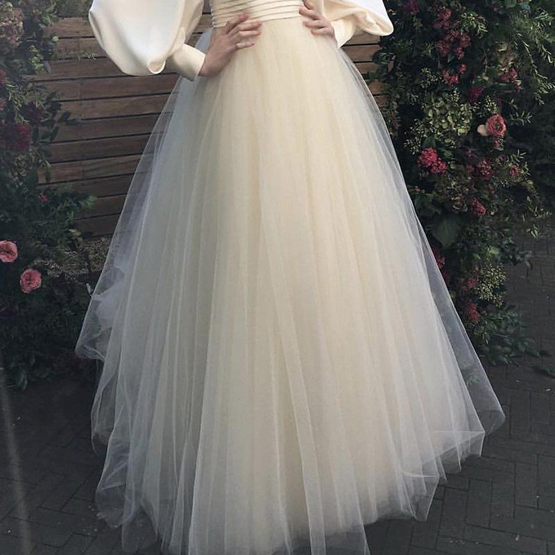 Long Sleeves Tulle Prom Dress , Chic Prom Dress
