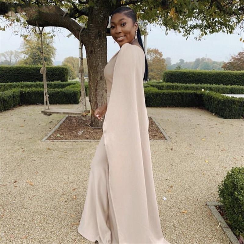 Simple Mermaid Evening Dresses With Cape African One Shoulder Floor Length Prom Dress Party Gown