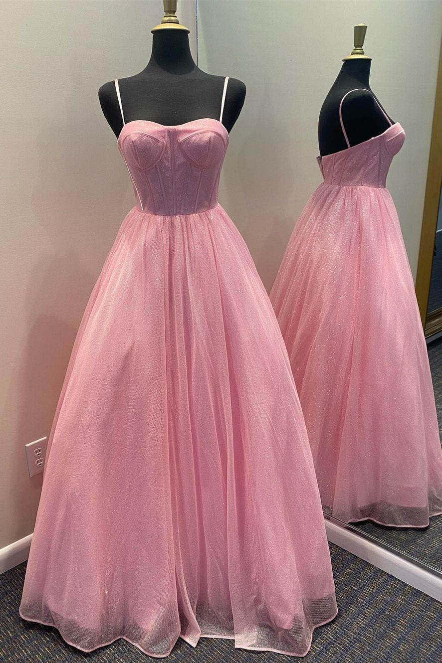 A-Line Lavender/Light Blue/Pink Straps Long Formal Dress Charming Prom Dress