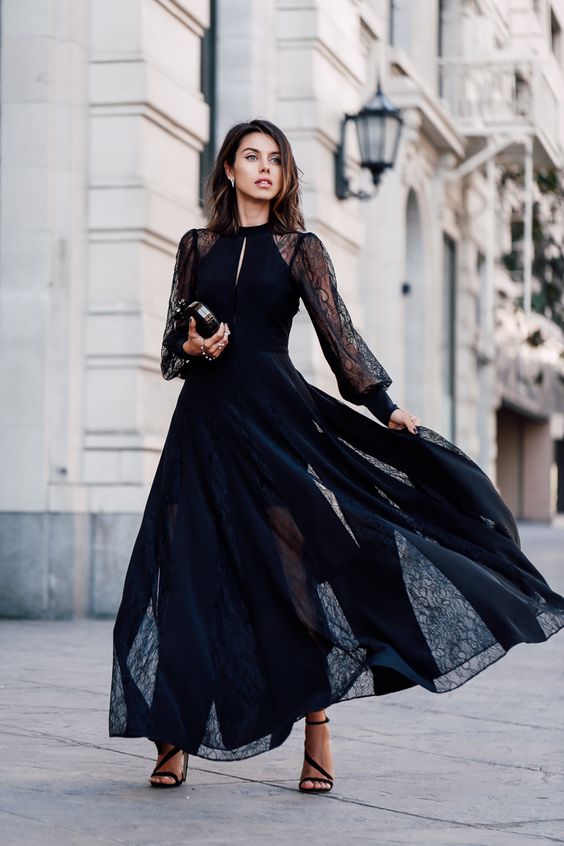 Elegant Lace Evening Dress,Black Prom Dress,Fashion Prom Dress,Sexy Party Dress,Custom Made Evening Dress