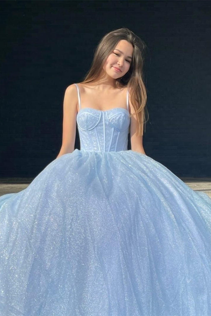 A-Line Lavender/Light Blue/Pink Straps Long Formal Dress Charming Prom Dress