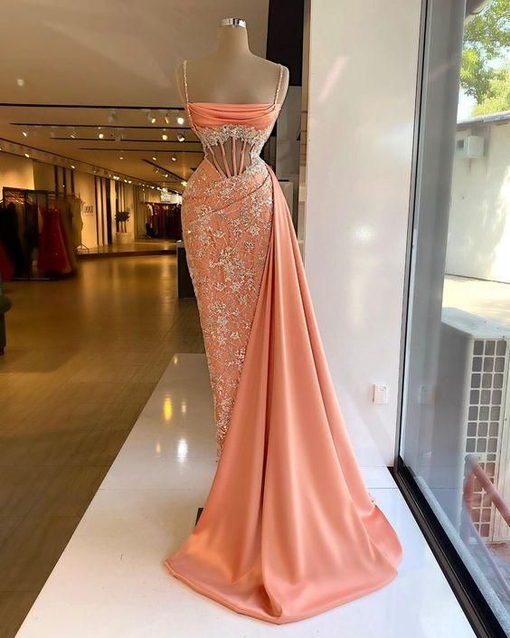 Mermaid Long Evening Dress spaghetti straps prom dress party dress