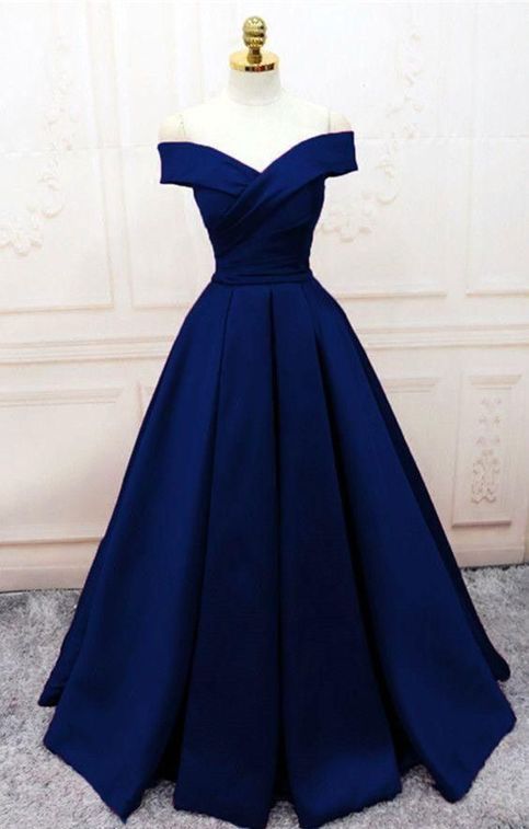 Off the Shoulder Royal Blue Long Prom Dress with Side Slit