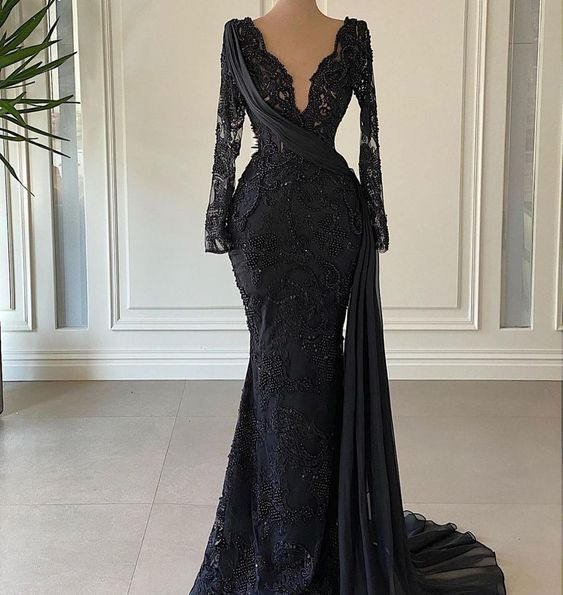 Black Long Prom Dress evening Formal Dress