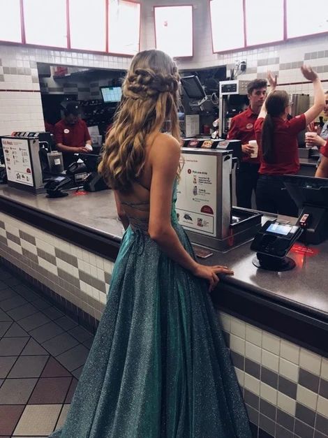 Open Back Shiny Long Prom Dress