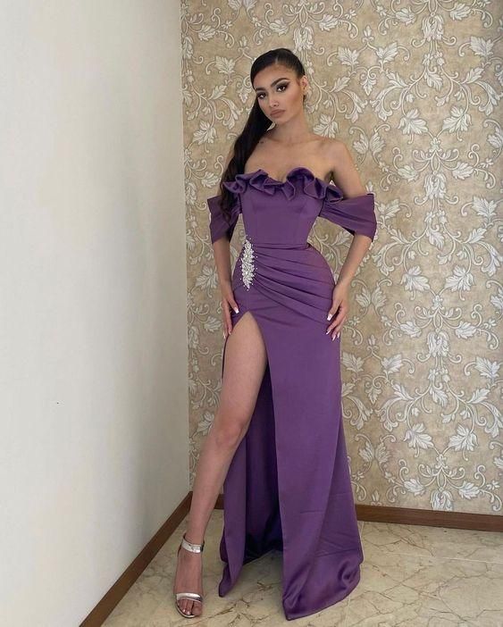 Purple long evening dress Prom Dress
