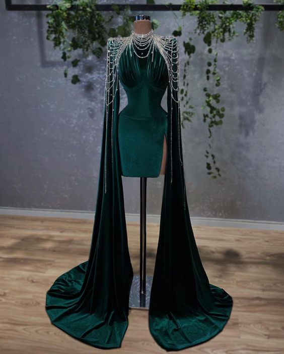 Unique Green Short Party Dress Chic Sleeves Homecocoming Dress