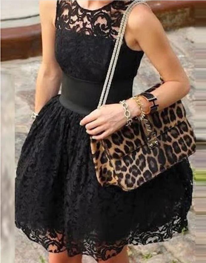 Elegant Lace Black Short Formal Dress Sleeveless Homecoming Dress