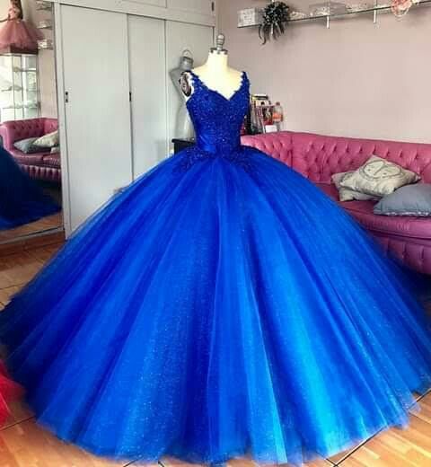 A-Line Royal Blue Prom Dress Sweet 16 Dress Ball Gown