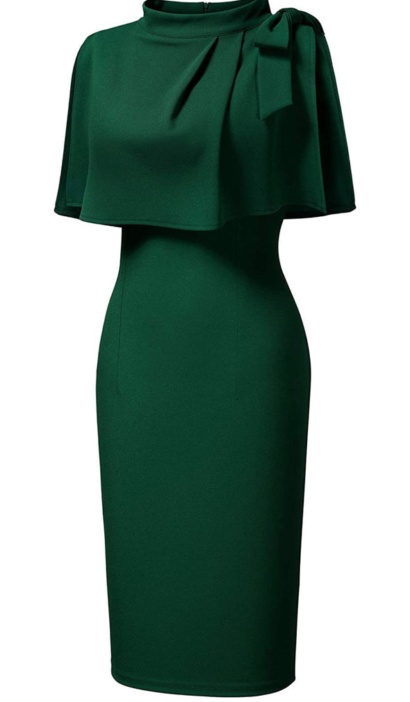1940’s Style Half Collar Batwing Cape Dress Green Party Dress