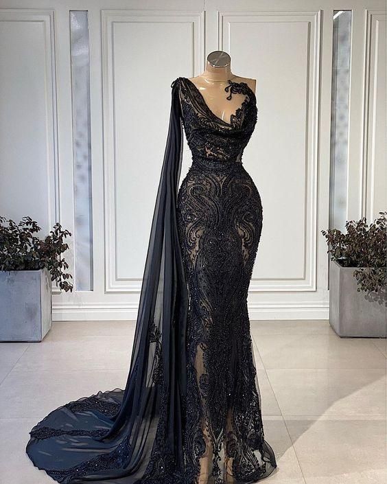 Black sexy meramaid prom dress , unique prom dress