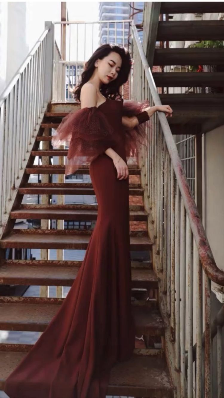 Simple Mermaid Prom Dress Strapless Evening Dress Tulle Sleeves