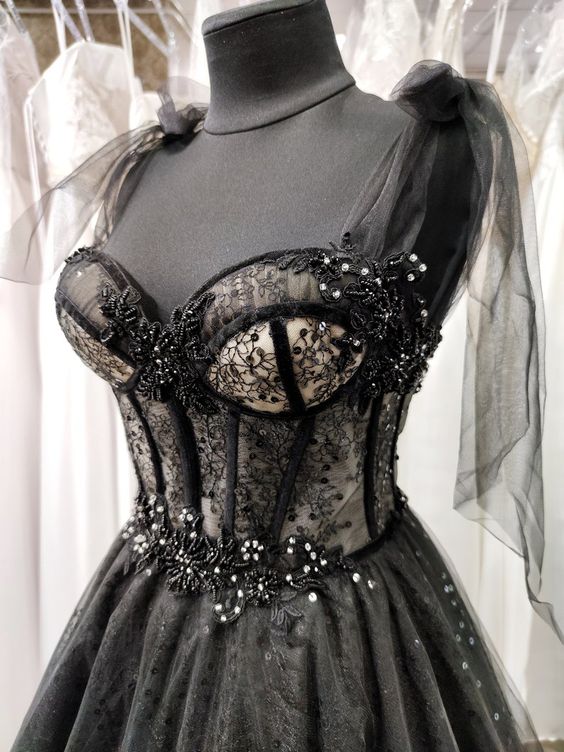 Tulle Black Party Dress Prom Evening Dress
