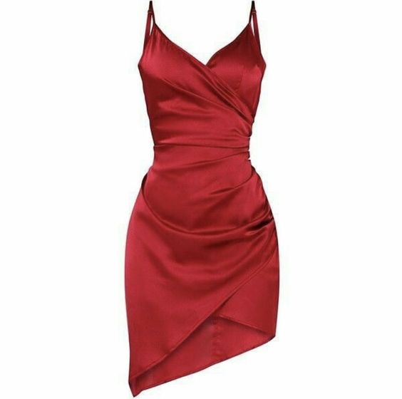 Shape Satin Wrap Dress Short Straps Homecoming Dress