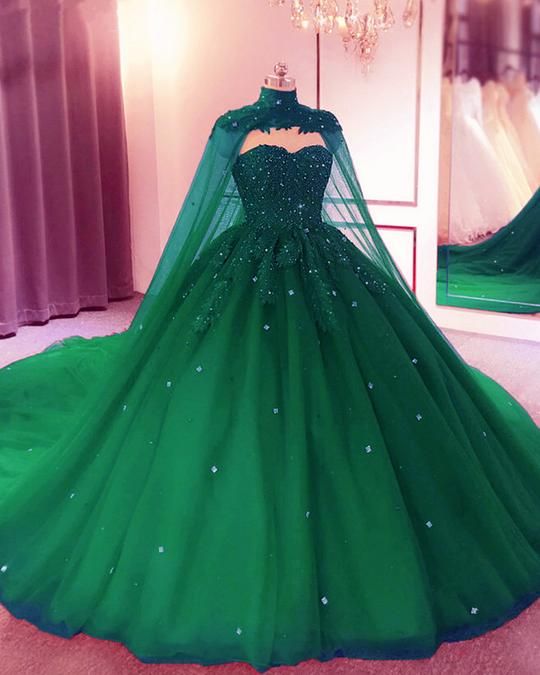 Green Tulle Prom Dress With Beading