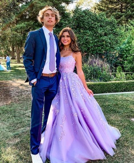Lace Prom Dresses,Lilac Evening Dress Pretty Prom Dresses