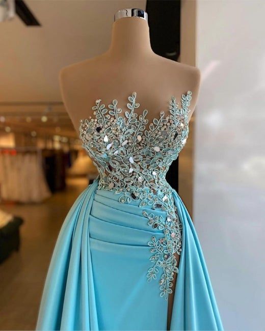 Sexy Sleeveless Sparkly Sequins Mermaid Prom Dress with Train