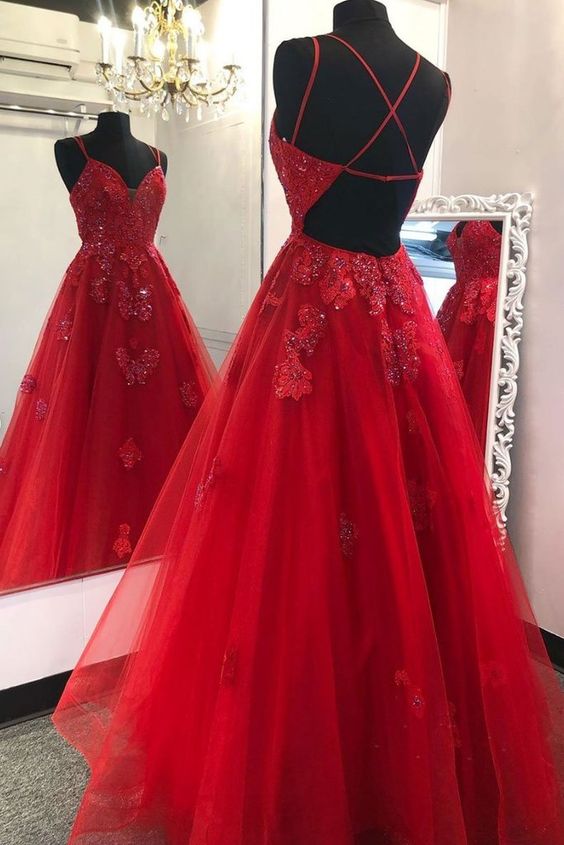 Sweetheart Neck Burgundy Tulle Open Back Floor Length A Line Senior Prom Dress