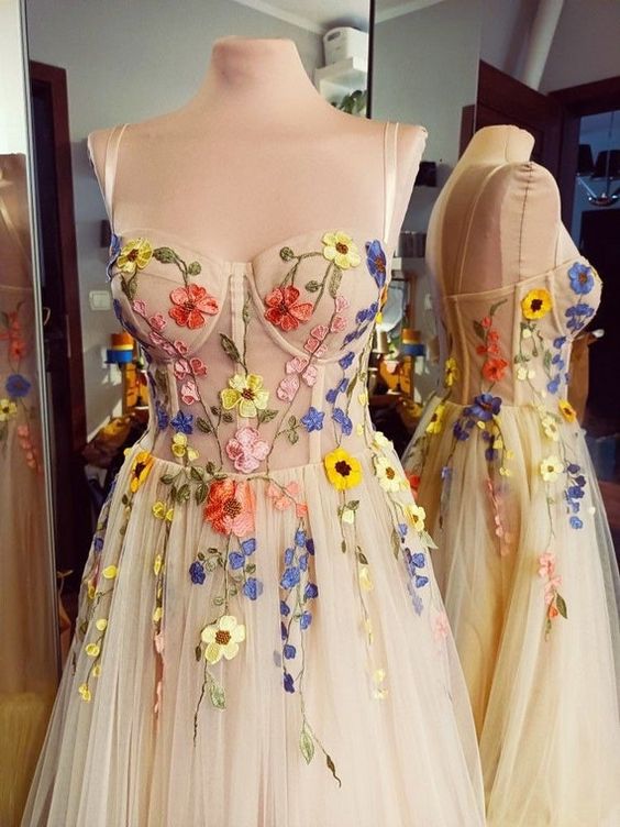 Floral Fairy Dress Embroidered Fairy Dress Fairy Prom Dress