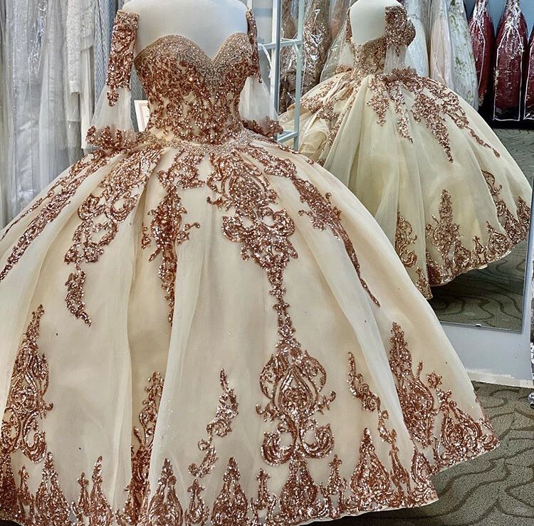 Charming off the shoulder ball gown sweet 16 dress wedding gown