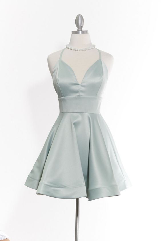 Deep V neckline thin straps homecoming dress dance dress
