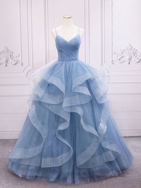 A-line tulle long prom dress dress,tulle sweet 16 dress