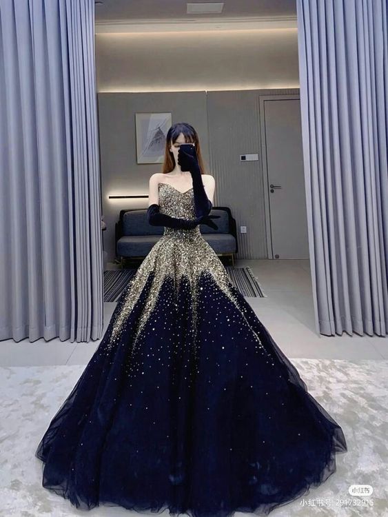 Sweetheart Blue Tulle Ball Gown Sparkly Sweet 16 Dress