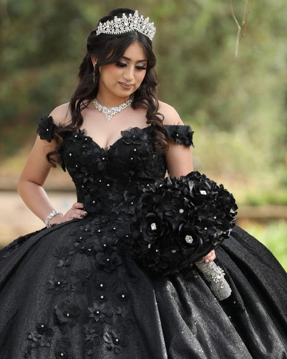 Off The Shoulder Ball Gown Green Sweet 16 Dress