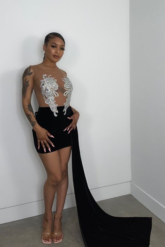 Black Sexy Club Dresses See-through Party Dress