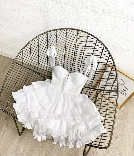 Beautiful Tie Straps Layered Short Homecoming Dress