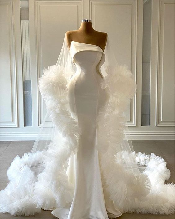 White prom dresses, ruffle prom dresses, white evening dresses, mermaid prom dresses, evening dresses