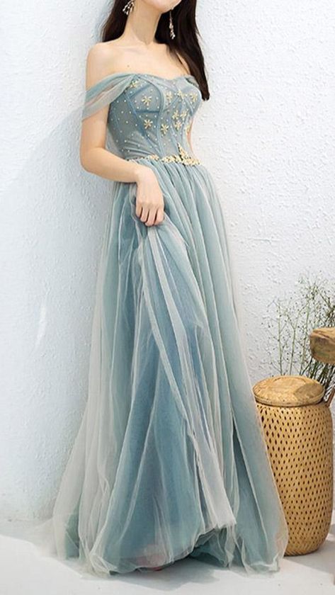 Elegant Off Shoulder A-Line Beaded Long Prom Dress With Appliques
