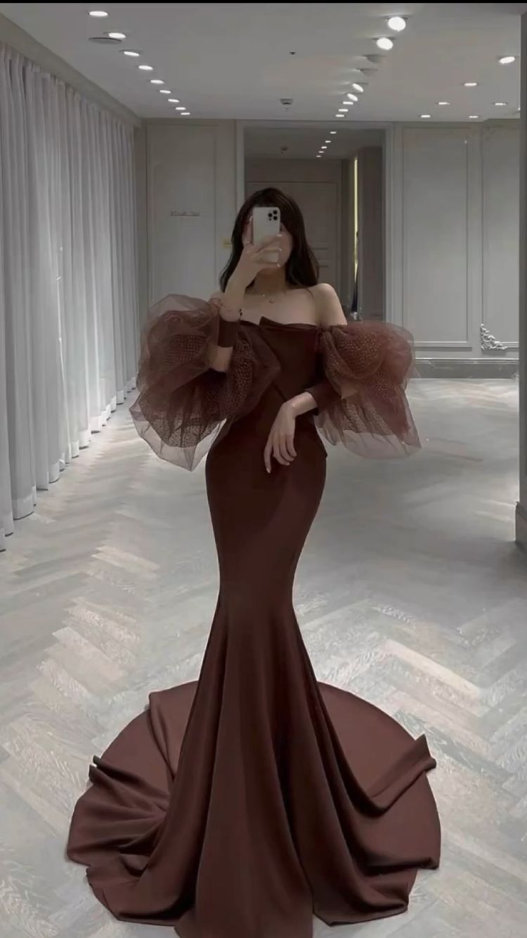 Simple Mermaid Prom Dress Strapless Evening Dress Tulle Sleeves