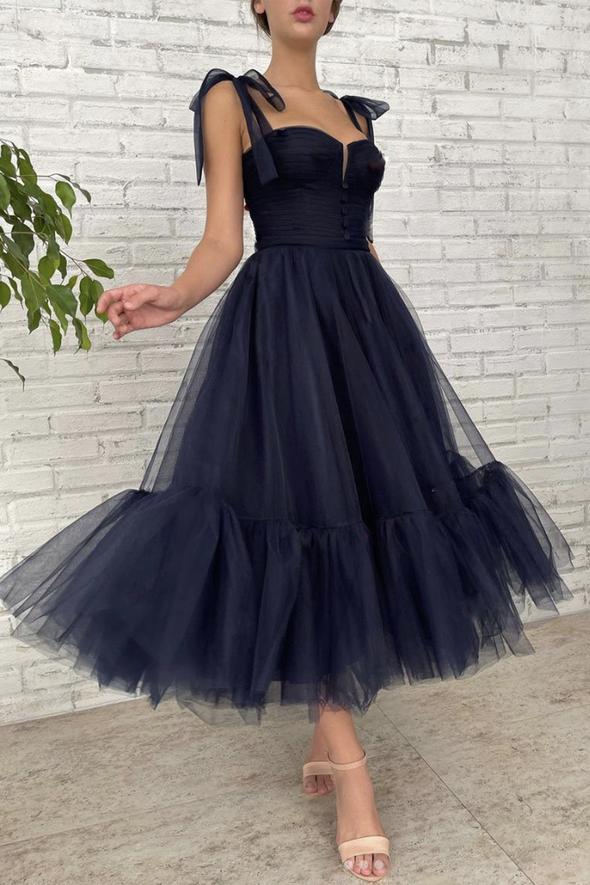 Blue tulle short prom dress homecoming dress