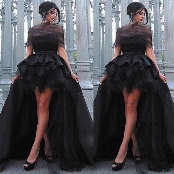 high low prom dresses ball gown black 2021 vintage elegant cheap prom gown