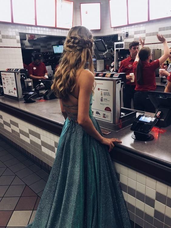 A-line Spaghetti Straps Sweet 16 Prom Dress