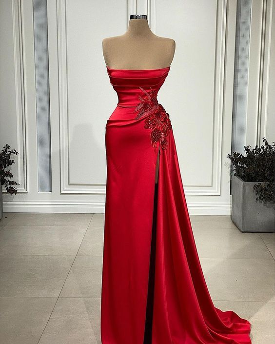 Red Satin Prom Dresses evening gowns