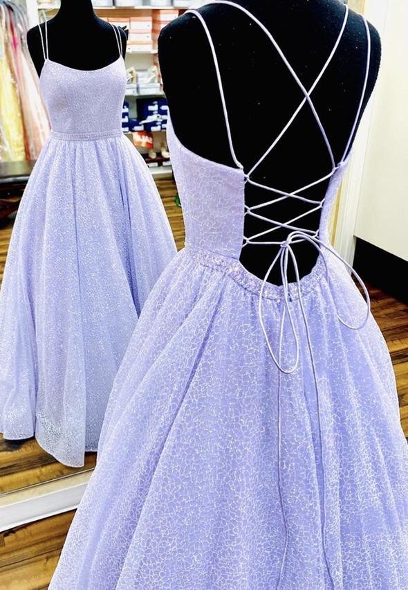 Purple tulle sequins long prom dress party dress