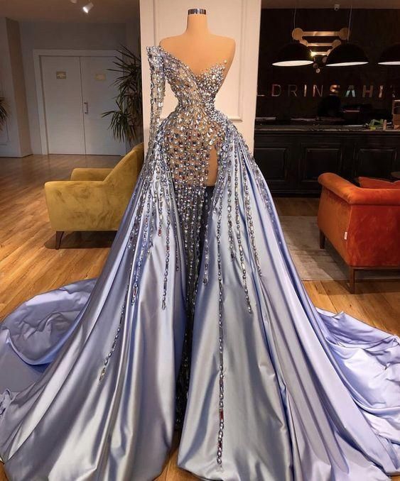 Sexy Long Prom Dress With Slit, Popular Mermaid Evening Dress