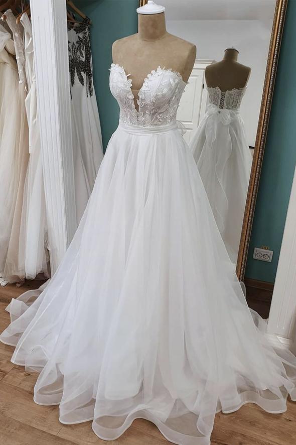 White lace long ball gown dress white formal dress