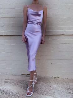 Lilac Tea Length Prom Dress, Slik Prom Dress