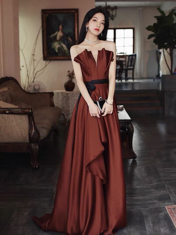Strapless evening dress, socialite light luxury party dress,Custom Made