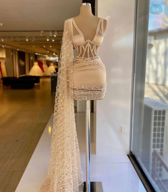 vintage vlack pearls long sleeves evening gowns beading prom dresses for women short dressesn